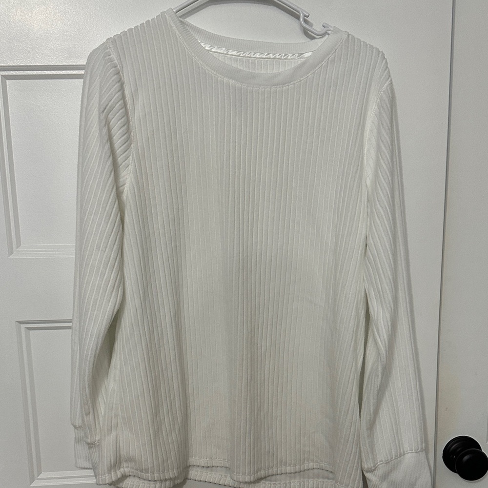 Croft & Barrow White Ribbed Sleepwear Top